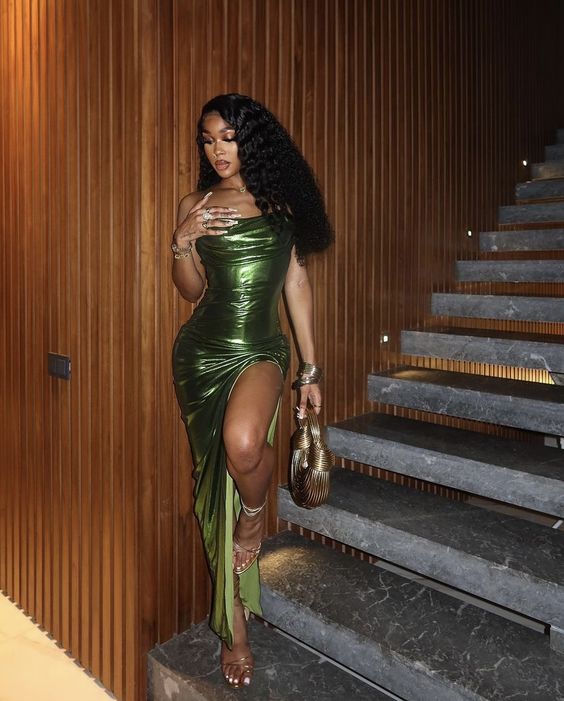 Sheath Evening Dress For Black Girls, Green Prom Dress, Evening Party Dress Main image