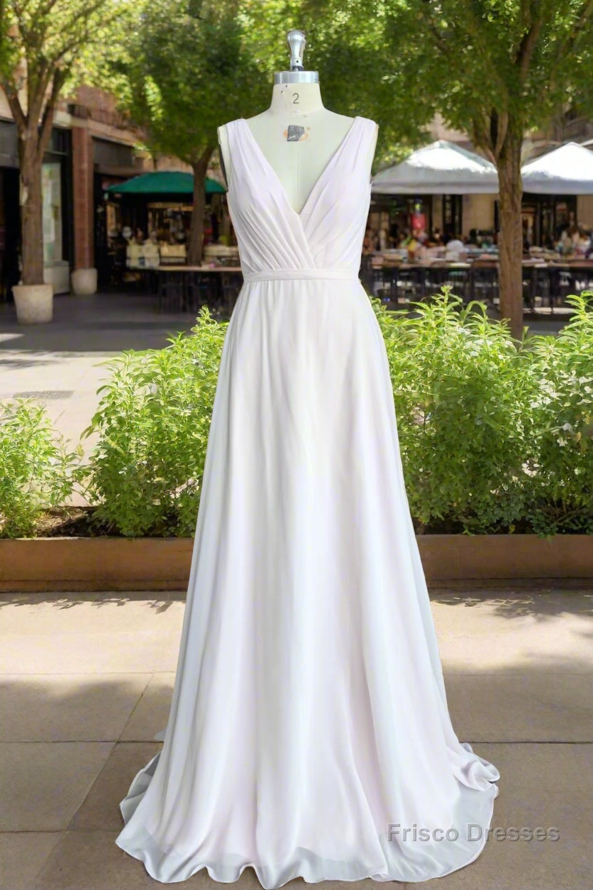 Sheath Floor Length V-Neck Chiffon Bridesmaid Dresses Main image