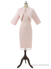 Sheath Knee Length Pink Mother Of The Bride Dresses With Jacket