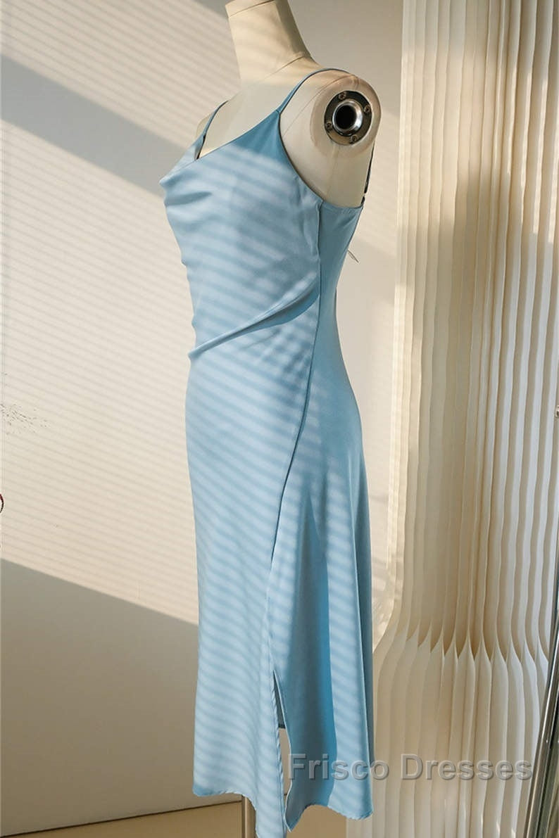 Sheath Light Sky Blue Cowl Neck Mini Bridesmaid Dress Secondary image
