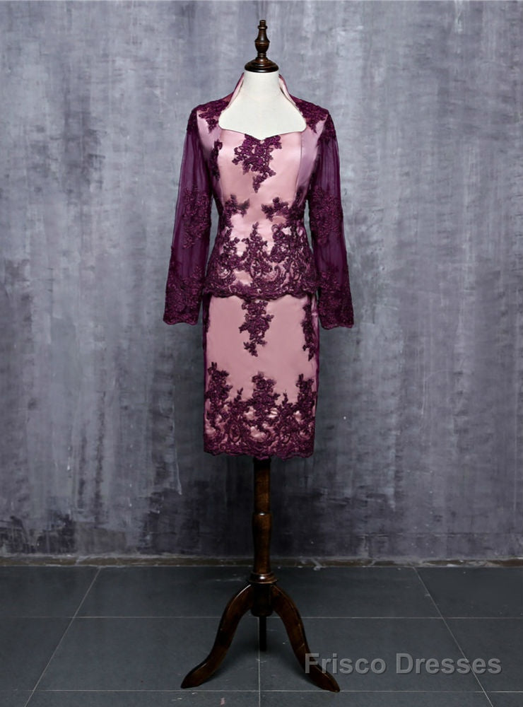 Sheath Long Sleeves Burgundy Mother Of The Bride Dresses Main image