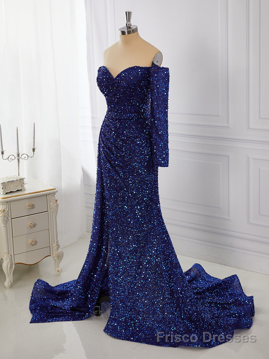 Sheath Long Sleeves Off-the-Shoulder Pleated Sweep Train Dress Main image