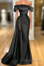Sheath Off-The-Shoulder Long Sleeves Satin/Sequined Formal Prom Dress