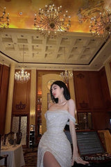 Sheath Off The Shoulder Sequin Long  Prom Dresses Formal Dress
