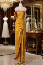 Sheath Off The Shoulder Yellow Formal Prom Dress Formal Dress