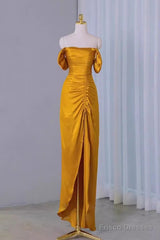 Sheath Off The Shoulder Yellow Prom Dresses Evening Dress