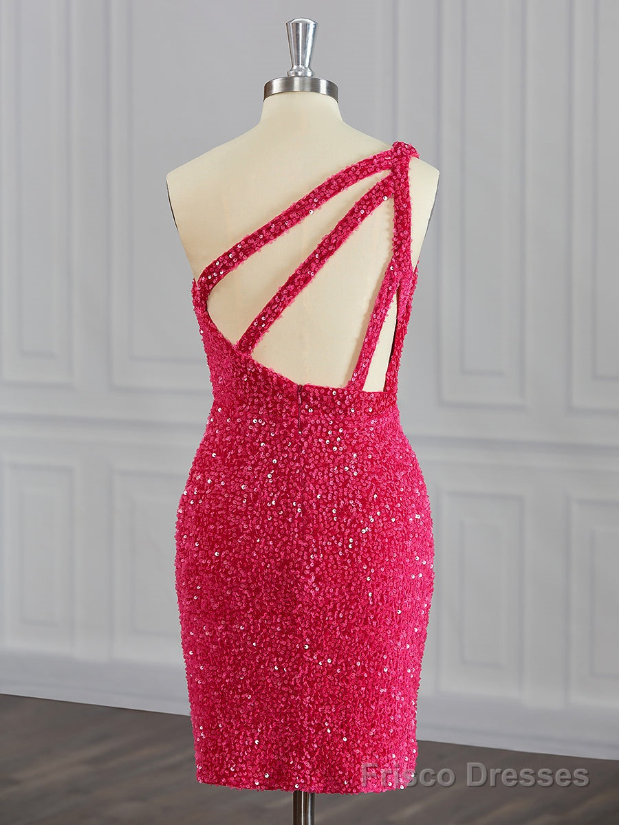 Sheath One-Shoulder Sequin Short/Mini Velvet Sequins Dress Secondary image