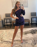 Sheath Sequin One Shoulder Homecoming Dress