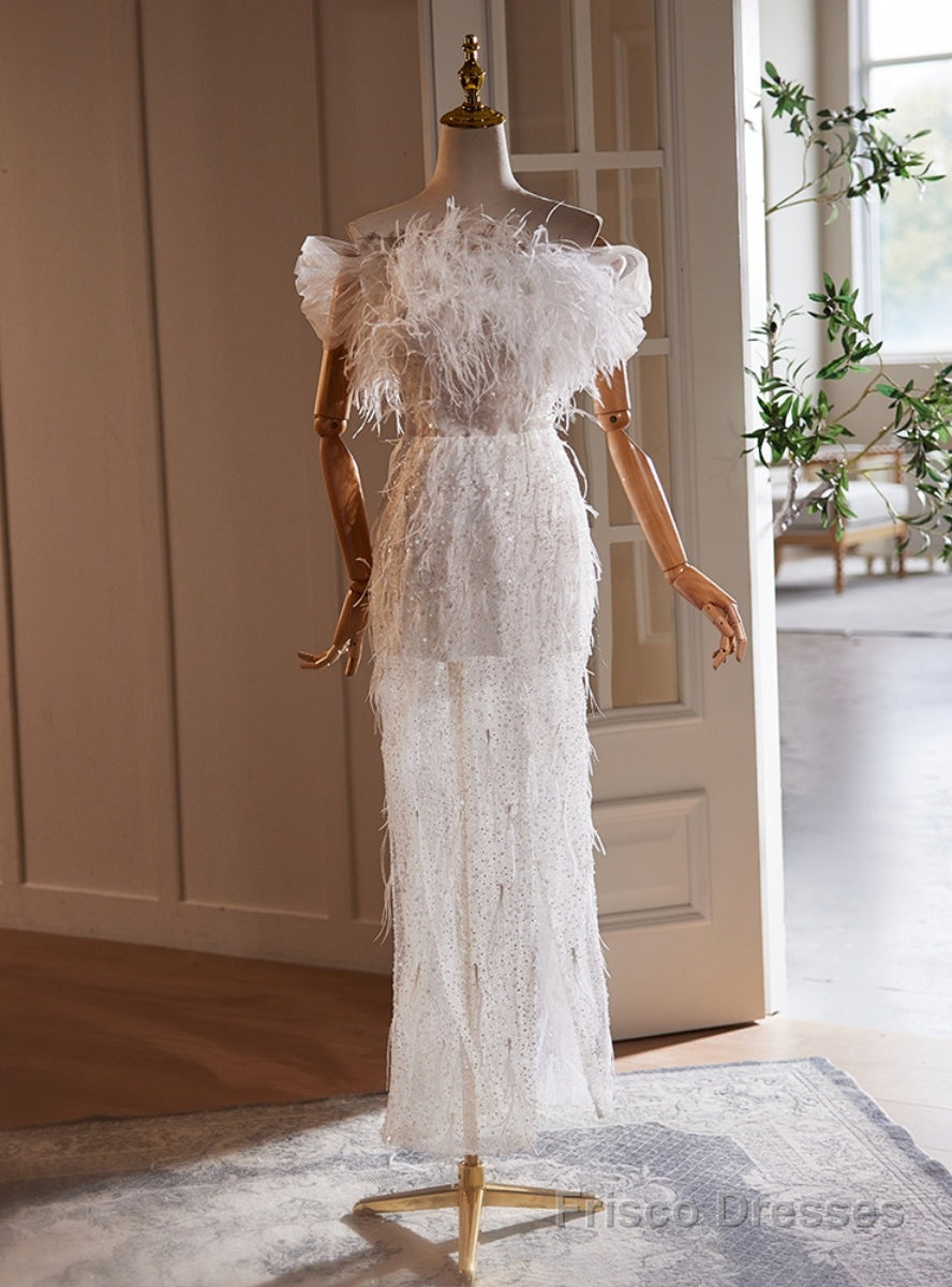 Sheath Sequins Feather Wedding Dress Main image