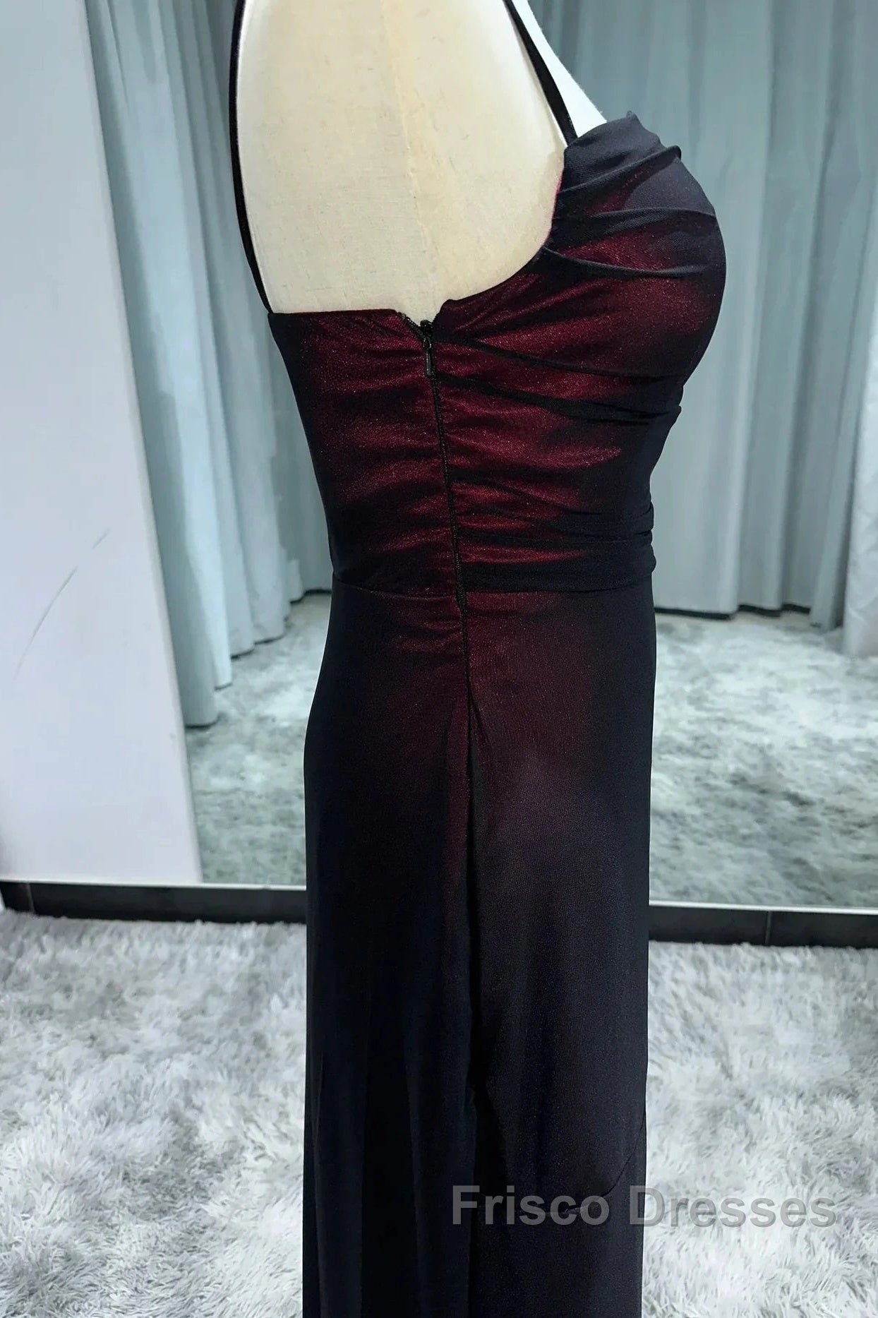 Sheath Spaghetti Straps Tulle Long Formal Prom Dress With Silt