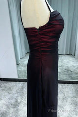 Sheath Spaghetti Straps Tulle Long Prom Dress With Silt