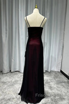 Sheath Spaghetti Straps Tulle Long Formal Prom Dress With Silt
