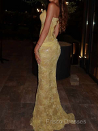 Sheath Straight Appliques Lace Sweep Train Lace Prom Dress