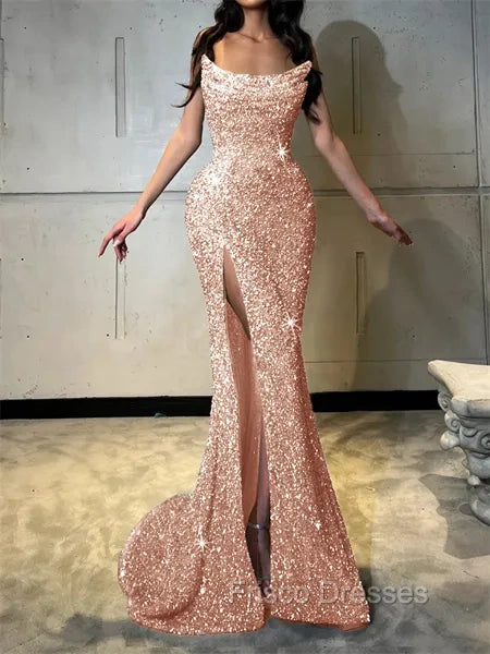 Sheath Straight Court Train Prom Dress