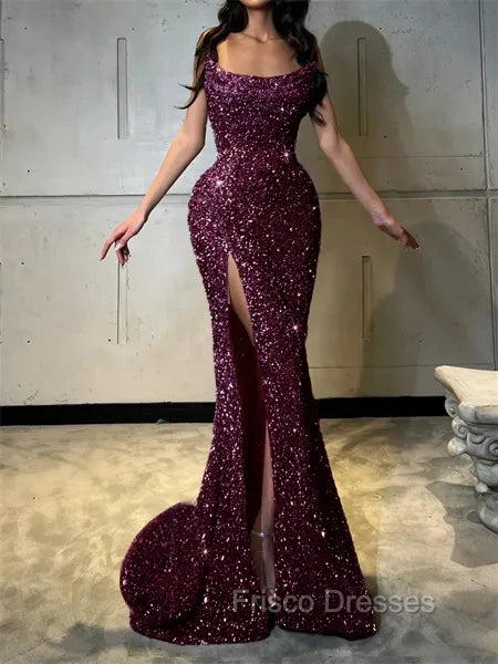 Sheath Straight Court Train Prom Dress