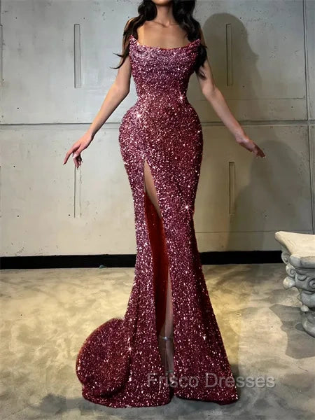 Sheath Straight Court Train Prom Dress