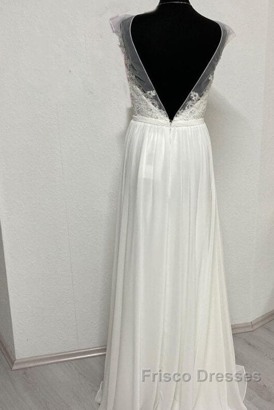 Sheer Cap Sleeve Open Back Wedding Dress Secondary image