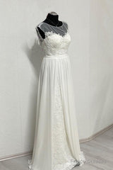 Sheer Cap Sleeve Open Back Wedding Dress