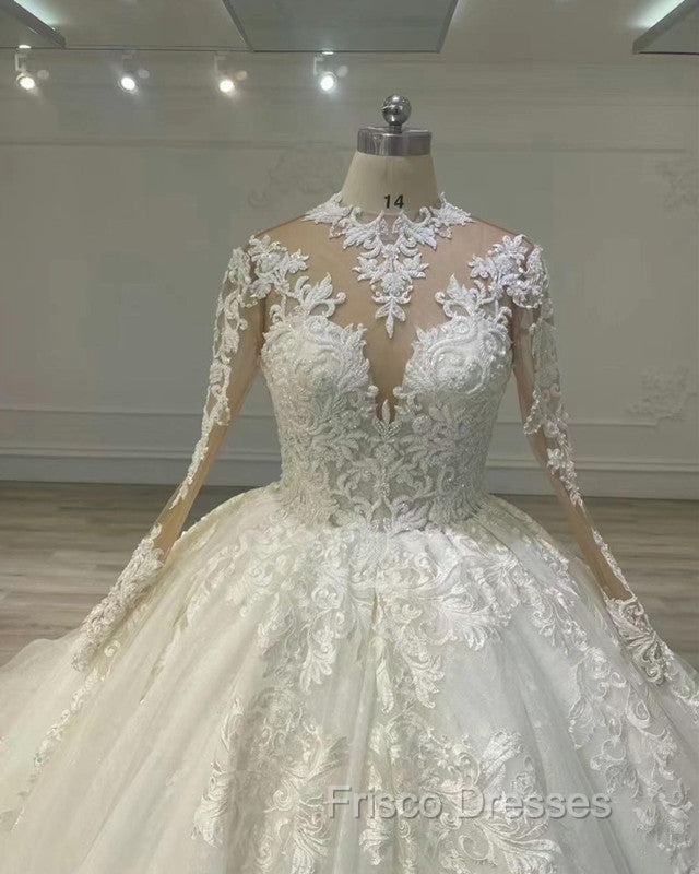 Sheer Lace Sleeve Wedding Ball Gown Dress Secondary image