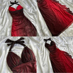 Shiny Chiffon Halter Sheath Prom Dress For Party&Birthday Elegant Blue Evening Gowns