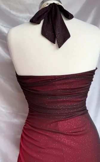 Shiny Chiffon Halter Sheath Prom Dress For Party&Birthday Elegant Blue Evening Gowns