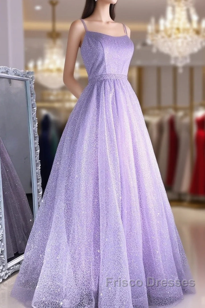 Shiny Lilac Long Formal Prom Dress, Purple Long Formal Evening Graduation Dress Main image