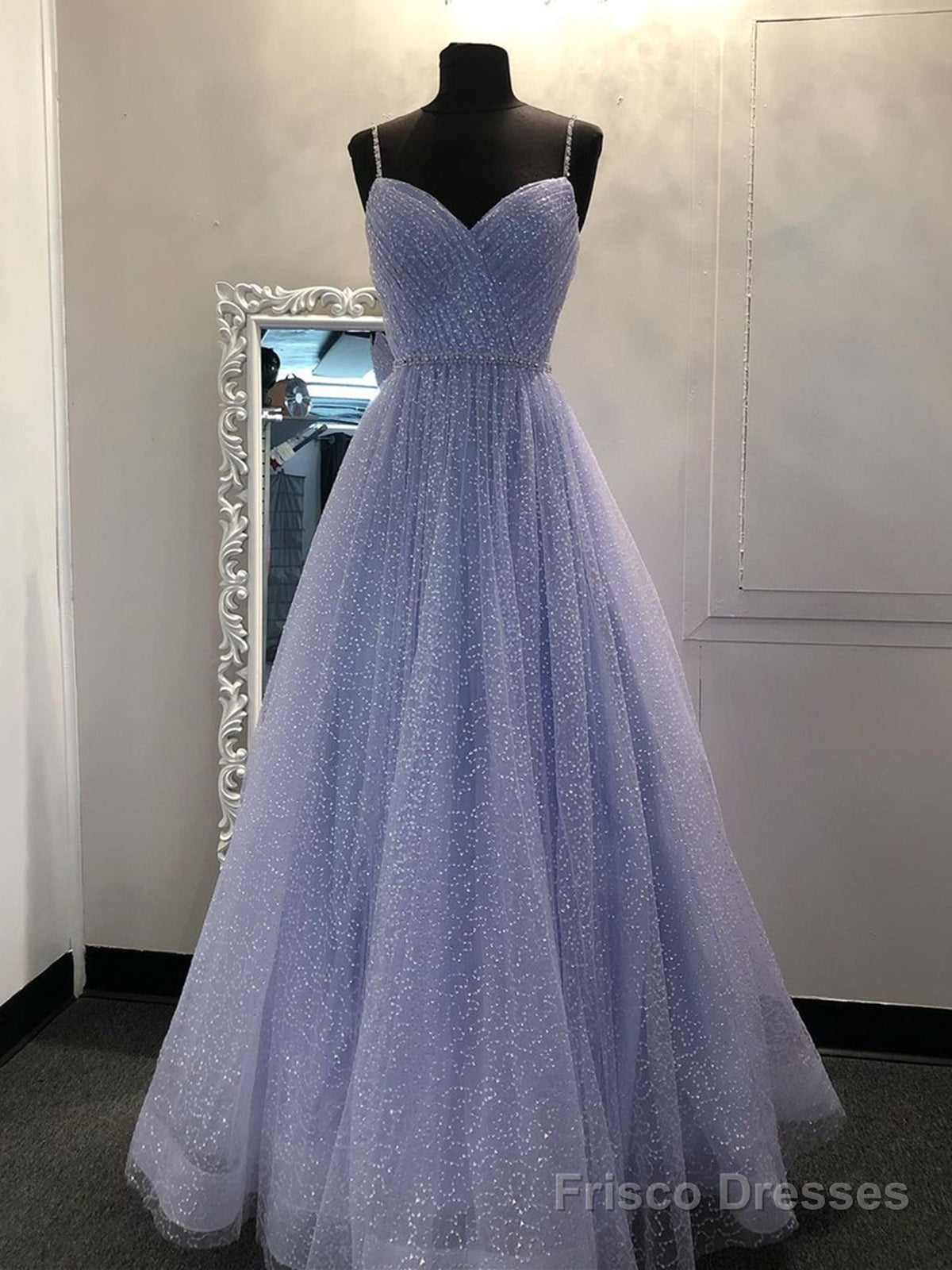 Shiny Purple Long Prom Dresses, Shiny Purple Long Formal Evening Dresses Main image