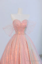 Shiny Tulle Sequins Long Prom Dress, Beautiful A-Line Formal Dress Sweet 16 Dress