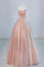 Shiny Tulle Sequins Long Prom Dress, Beautiful A-Line Formal Dress Sweet 16 Dress