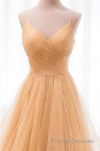 Shiny V Neck Backless Golden Long Formal Prom Dresses, Backless Golden Formal Dresses, Golden Evening Dresses