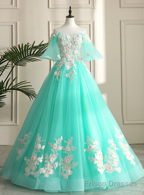 Shop For The Perfect Blue Ball Gown Tulle Appliques Off the Shoulder Appliques Quinceanera Dress Main image