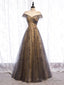 Shop Gray Illusion Cap Sleeves Sequin Lace Up Tulle Prom Dress Under 138
