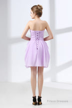 Short A Line Ruffle Strapless Homecoming Dresses