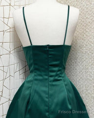 Short A-Line Spaghetti Strap Satin Dress