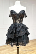 Short A-Line Sweetheart Tiered Homecoming Dress
