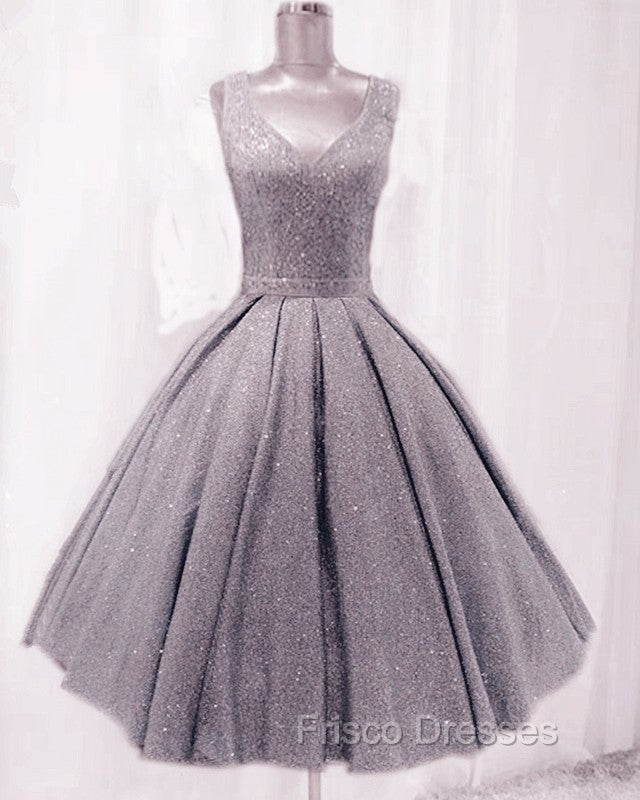 Short Ball Gown Formal Prom Homecoming Dress Sequins V Neck Secondary image