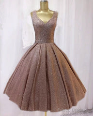 Short Ball Gown Prom Homecoming Dresses Sequins V Neck