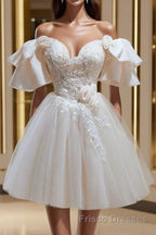 Short Beige Formal Prom Dresses, Beige Tulle Lace Homecoming Dresses