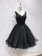 Short Black Lace Formal Prom Dresses, Short Black Lace Homecoming Graduation Dresses