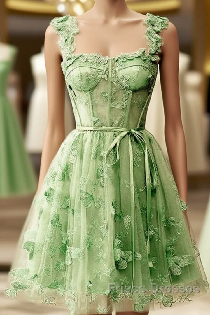 Short Butterfly Lace Corset Homecoming Dress