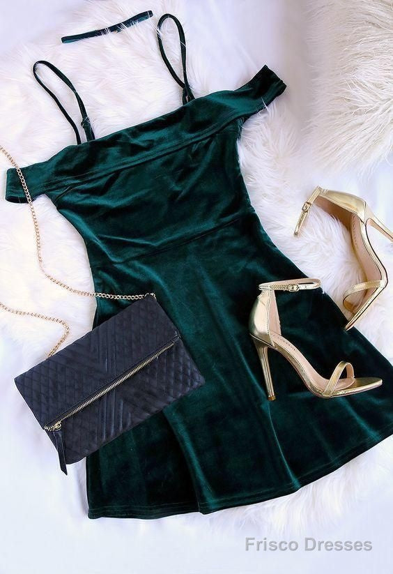 Short Homecoming Dress, Hunter Green Homecoming Dress Main image