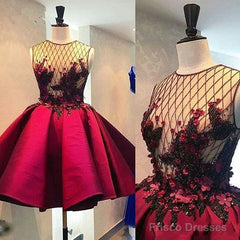 Short Homecoming Dress Short A Line Satin Appliques  Party Dresses Gowns