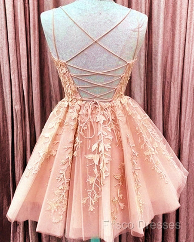 Short Junior Formal Prom Dress Tulle Appliques