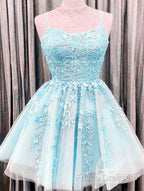 Short Junior Formal Prom Dress Tulle Appliques