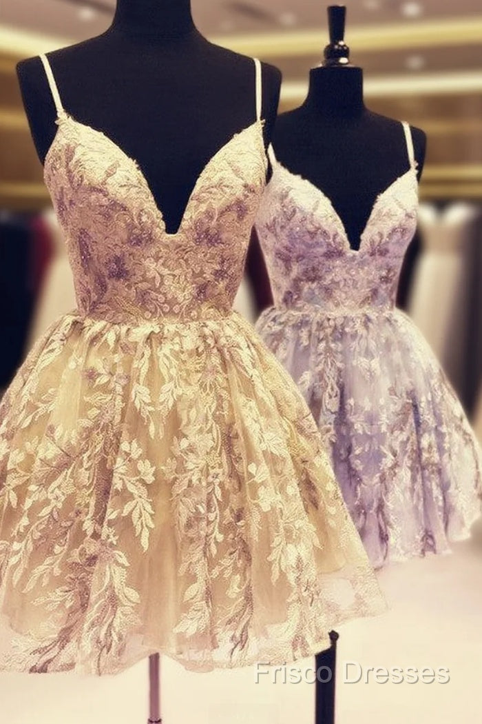 Short Lace Homecoming Dress V Neck Spaghetti Straps Main image