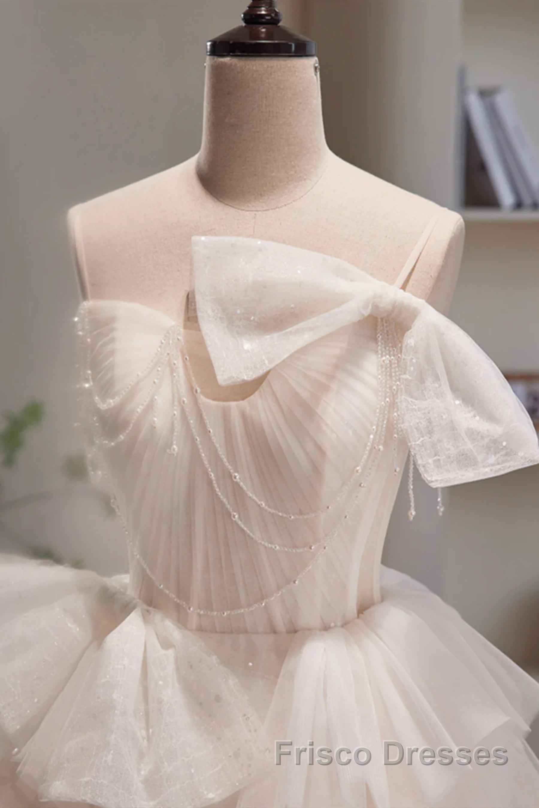 Short Light Champagne Tulle Formal Prom Dresses, Short Champagne Tulle Formal Homecoming Dresses
