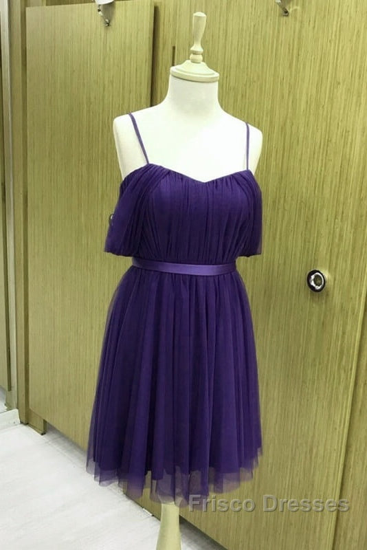 Short Navy Tulle Bridesmaid Dress Off Shoulder Secondary image