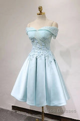 Short Off Shoulder Formal Prom Homecoming Dress Lace Embroidery