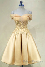 Short Off Shoulder Formal Prom Homecoming Dress Lace Embroidery