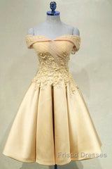 Short Off Shoulder Formal Prom Homecoming Dress Lace Embroidery